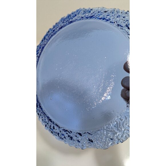 Fire & Light Style Blue Recycled Glass Lunch Plate Textured Rim - Picture 8 of 10